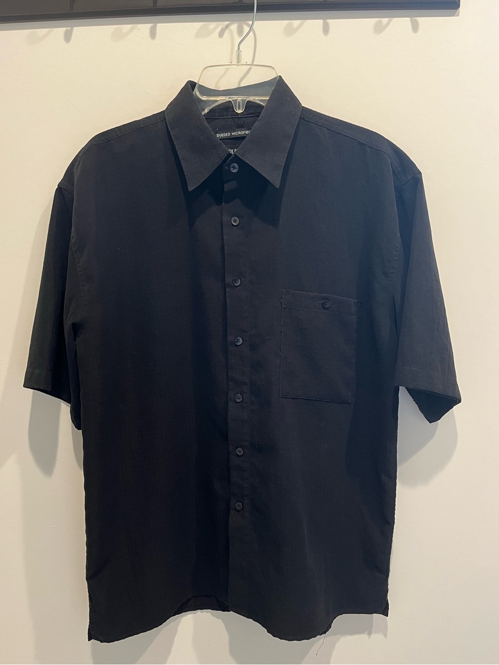 Bruno sueded microfiber button down short sleeve shirt